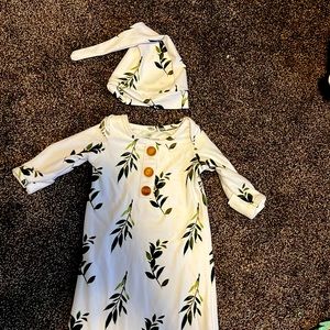 Caden Lane knotted gown and matching hat